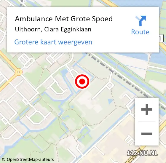 Locatie op kaart van de 112 melding: Ambulance Met Grote Spoed Naar Uithoorn, Clara Egginklaan op 18 september 2024 17:34