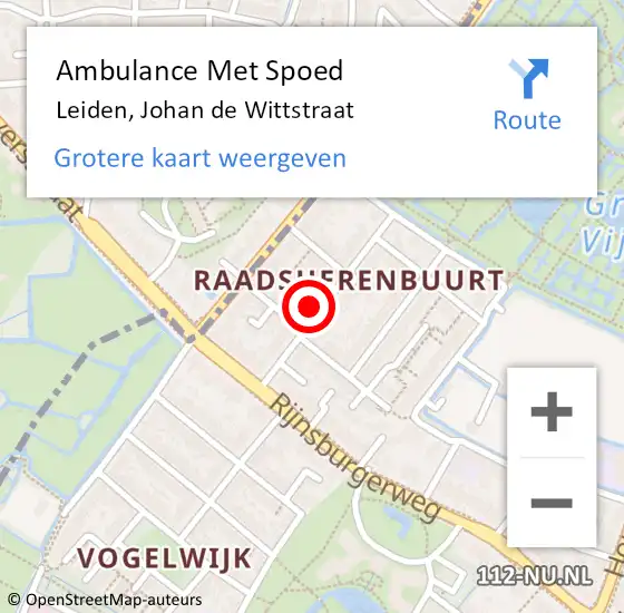 Locatie op kaart van de 112 melding: Ambulance Met Spoed Naar Wassenaar, Johan de Wittstraat op 18 september 2024 17:36