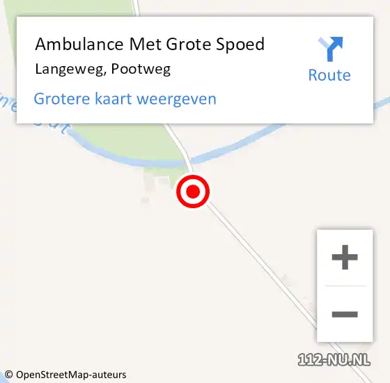 Locatie op kaart van de 112 melding: Ambulance Met Grote Spoed Naar Langeweg, Pootweg op 20 oktober 2014 15:19