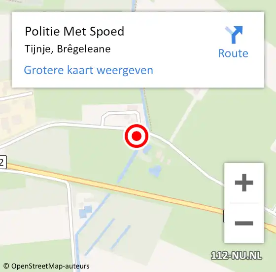 Locatie op kaart van de 112 melding: Politie Met Spoed Naar Tijnje, Brêgeleane op 18 september 2024 18:00