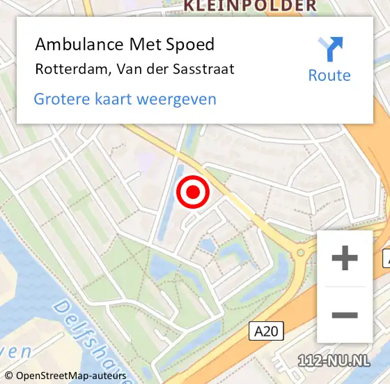 Locatie op kaart van de 112 melding: Ambulance Met Spoed Naar Rotterdam, Van der Sasstraat op 18 september 2024 18:22