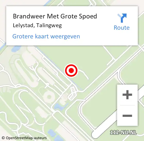 Locatie op kaart van de 112 melding: Brandweer Met Grote Spoed Naar Lelystad, Talingweg op 18 september 2024 18:31