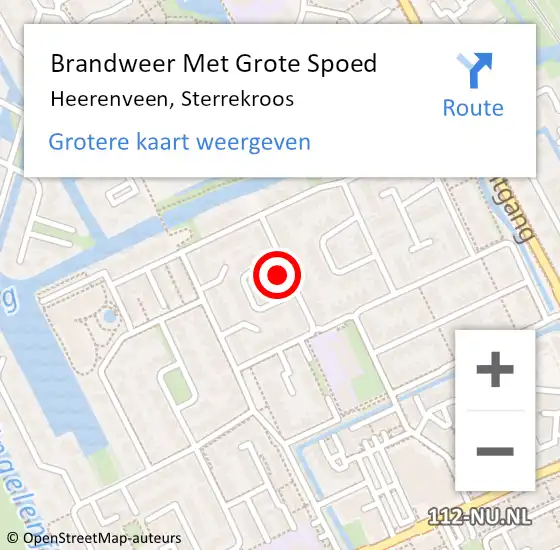 Locatie op kaart van de 112 melding: Brandweer Met Grote Spoed Naar Heerenveen, Sterrekroos op 18 september 2024 18:32