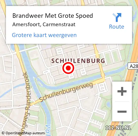 Locatie op kaart van de 112 melding: Brandweer Met Grote Spoed Naar Amersfoort, Carmenstraat op 18 september 2024 18:36