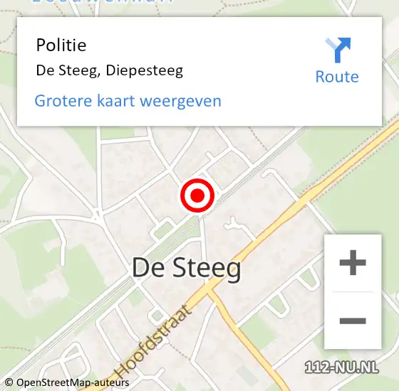 Locatie op kaart van de 112 melding: Politie De Steeg, Diepesteeg op 18 september 2024 18:36