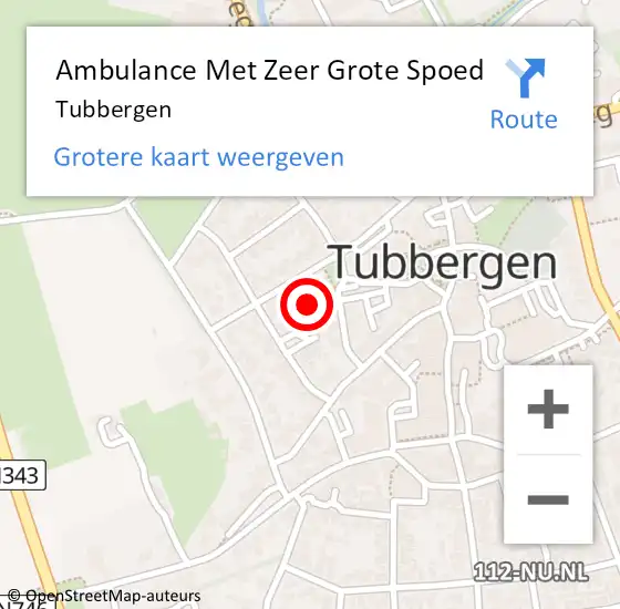 Locatie op kaart van de 112 melding: Ambulance Met Zeer Grote Spoed Naar Tubbergen op 18 september 2024 18:37