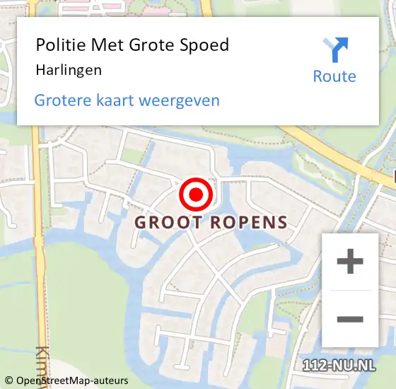 Locatie op kaart van de 112 melding: Politie Met Grote Spoed Naar Harlingen op 18 september 2024 18:44