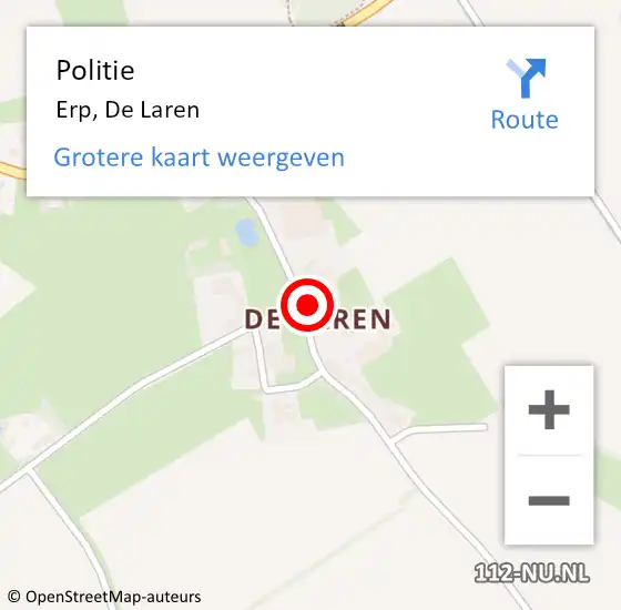 Locatie op kaart van de 112 melding: Politie Erp, De Laren op 18 september 2024 18:56