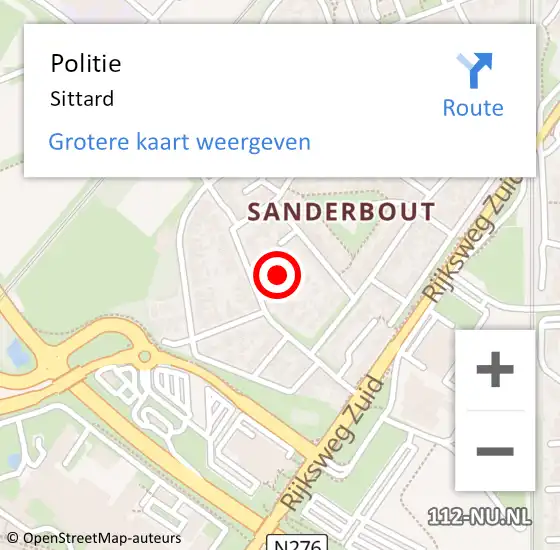 Locatie op kaart van de 112 melding: Politie Sittard op 18 september 2024 18:56