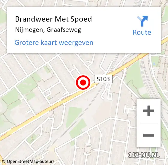 Locatie op kaart van de 112 melding: Brandweer Met Spoed Naar Nijmegen, Graafseweg op 18 september 2024 19:03