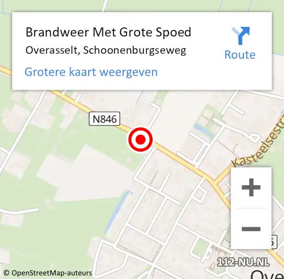 Locatie op kaart van de 112 melding: Brandweer Met Grote Spoed Naar Overasselt, Schoonenburgseweg op 18 september 2024 19:13