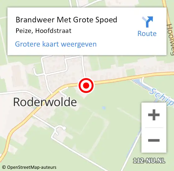 Locatie op kaart van de 112 melding: Brandweer Met Grote Spoed Naar Peize, Hoofdstraat op 18 september 2024 19:19