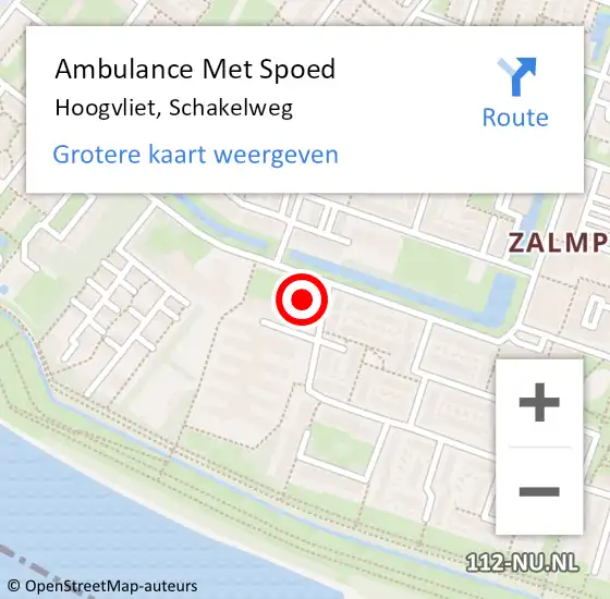 Locatie op kaart van de 112 melding: Ambulance Met Spoed Naar Hoogvliet, Schakelweg op 18 september 2024 19:21