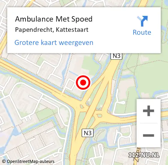 Locatie op kaart van de 112 melding: Ambulance Met Spoed Naar Papendrecht, Kattestaart op 18 september 2024 19:24