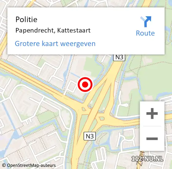 Locatie op kaart van de 112 melding: Politie Papendrecht, Kattestaart op 18 september 2024 19:25