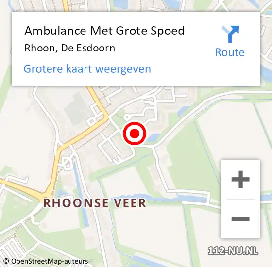 Locatie op kaart van de 112 melding: Ambulance Met Grote Spoed Naar Rhoon, De Esdoorn op 18 september 2024 20:00