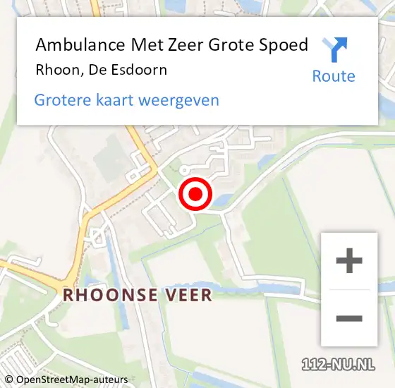 Locatie op kaart van de 112 melding: Ambulance Met Zeer Grote Spoed Naar Rhoon, De Esdoorn op 18 september 2024 20:00