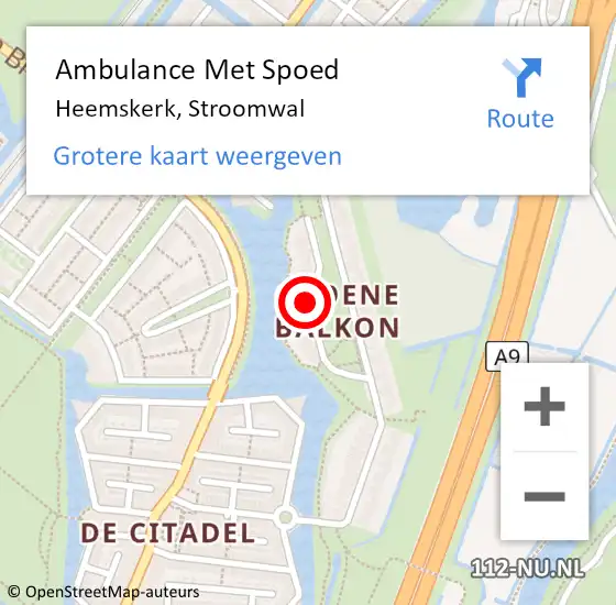 Locatie op kaart van de 112 melding: Ambulance Met Spoed Naar Heemskerk, Stroomwal op 18 september 2024 20:08