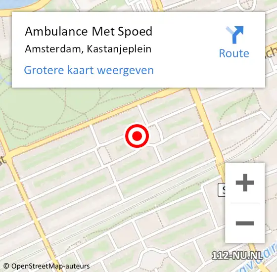 Locatie op kaart van de 112 melding: Ambulance Met Spoed Naar Amsterdam, Kastanjeplein op 18 september 2024 20:09