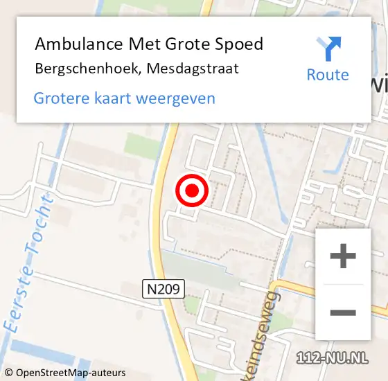 Locatie op kaart van de 112 melding: Ambulance Met Grote Spoed Naar Bergschenhoek, Mesdagstraat op 18 september 2024 20:13