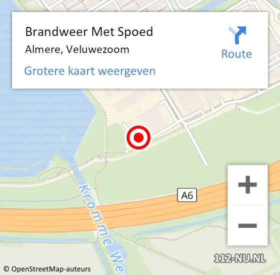 Locatie op kaart van de 112 melding: Brandweer Met Spoed Naar Almere, Veluwezoom op 18 september 2024 20:16