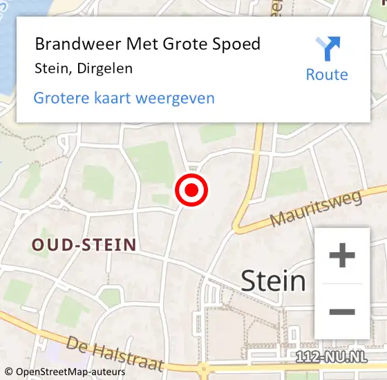 Locatie op kaart van de 112 melding: Brandweer Met Grote Spoed Naar Stein, Dirgelen op 20 oktober 2014 15:29