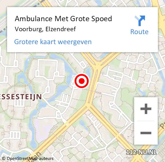 Locatie op kaart van de 112 melding: Ambulance Met Grote Spoed Naar Voorburg, Elzendreef op 18 september 2024 20:23