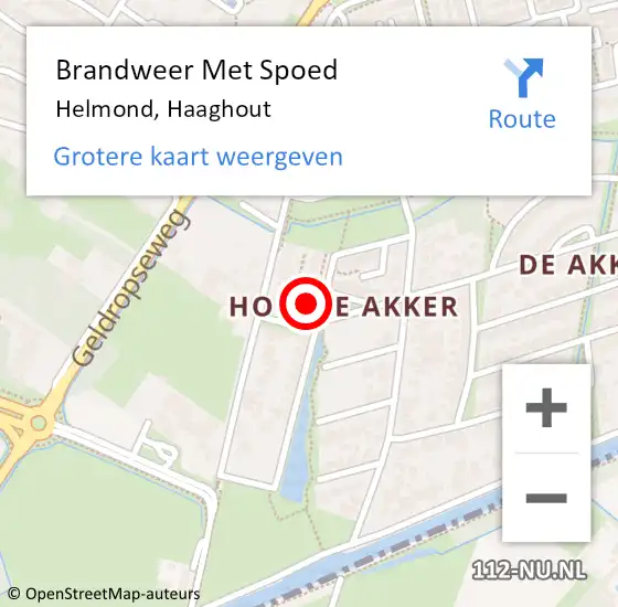 Locatie op kaart van de 112 melding: Brandweer Met Spoed Naar Helmond, Haaghout op 18 september 2024 20:25