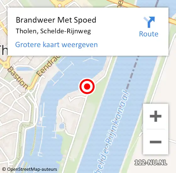 Locatie op kaart van de 112 melding: Brandweer Met Spoed Naar Tholen, Schelde-Rijnweg op 18 september 2024 20:34