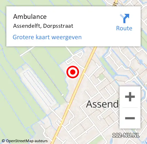 Locatie op kaart van de 112 melding: Ambulance Assendelft, Dorpsstraat op 18 september 2024 20:44