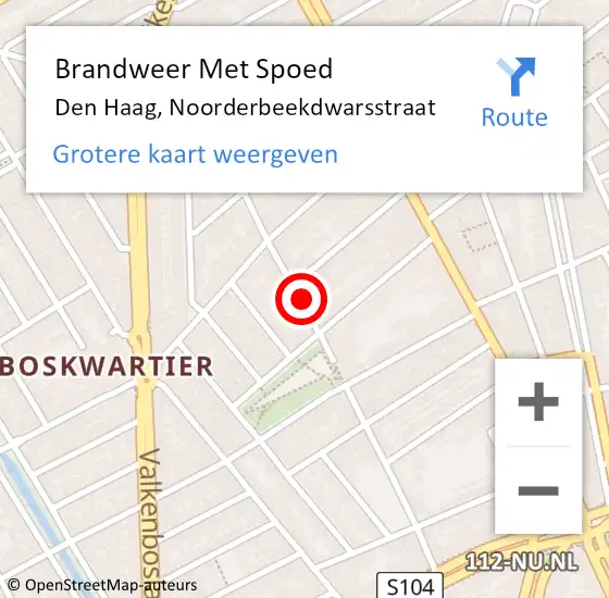 Locatie op kaart van de 112 melding: Brandweer Met Spoed Naar Den Haag, Noorderbeekdwarsstraat op 18 september 2024 20:49