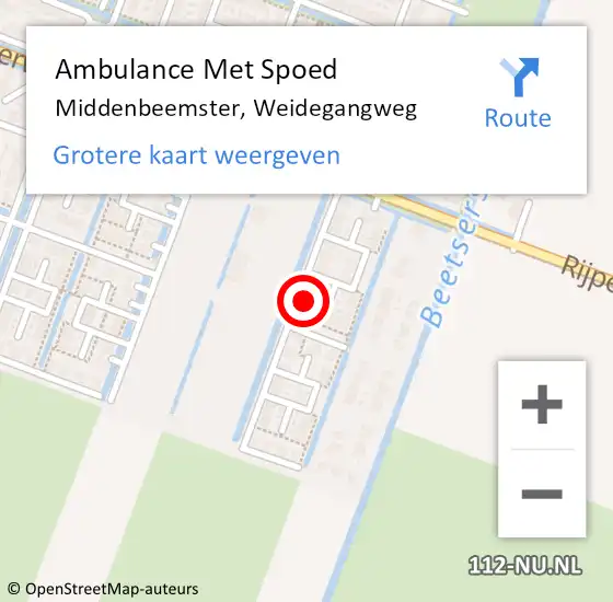 Locatie op kaart van de 112 melding: Ambulance Met Spoed Naar Middenbeemster, Weidegangweg op 18 september 2024 20:51