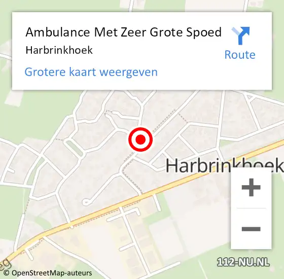 Locatie op kaart van de 112 melding: Ambulance Met Zeer Grote Spoed Naar Harbrinkhoek op 18 september 2024 20:55