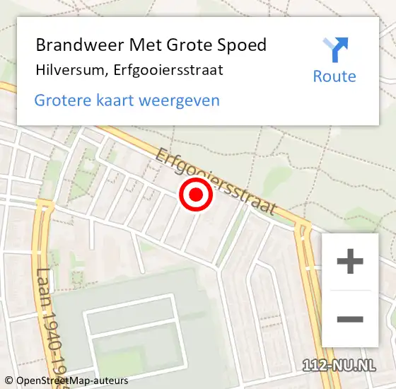 Locatie op kaart van de 112 melding: Brandweer Met Grote Spoed Naar Hilversum, Erfgooiersstraat op 18 september 2024 20:57