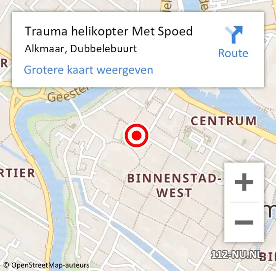 Locatie op kaart van de 112 melding: Trauma helikopter Met Spoed Naar Alkmaar, Dubbelebuurt op 18 september 2024 21:21