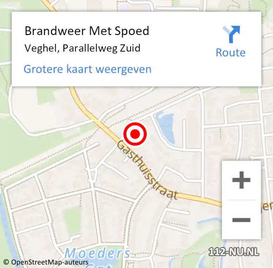 Locatie op kaart van de 112 melding: Brandweer Met Spoed Naar Veghel, Parallelweg Zuid op 18 september 2024 21:53