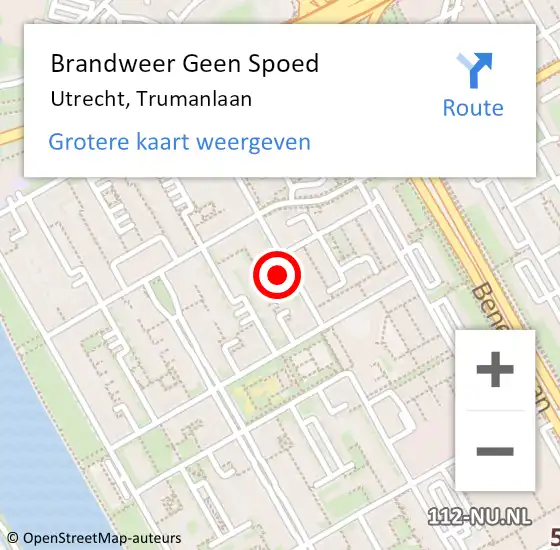 Locatie op kaart van de 112 melding: Brandweer Geen Spoed Naar Utrecht, Trumanlaan op 18 september 2024 22:01