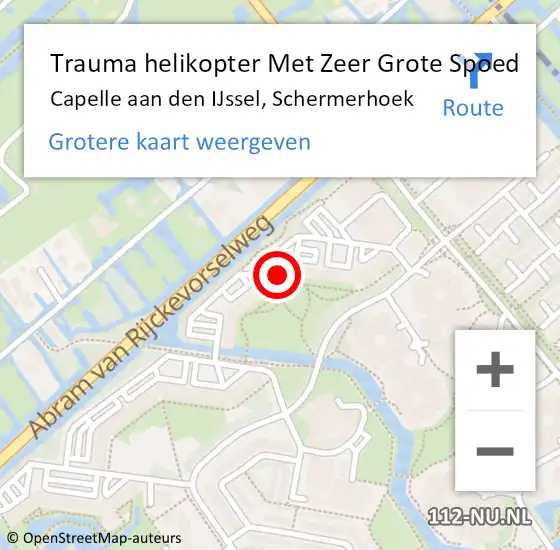 Locatie op kaart van de 112 melding: Trauma helikopter Met Zeer Grote Spoed Naar Capelle aan den IJssel, Schermerhoek op 18 september 2024 22:16