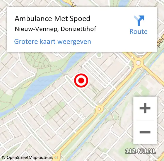 Locatie op kaart van de 112 melding: Ambulance Met Spoed Naar Nieuw-Vennep, Donizettihof op 18 september 2024 22:40