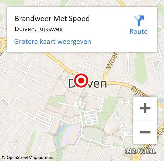 Locatie op kaart van de 112 melding: Brandweer Met Spoed Naar Duiven, Rijksweg op 18 september 2024 23:09