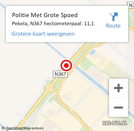 Locatie op kaart van de 112 melding: Politie Met Grote Spoed Naar Pekela, N367 hectometerpaal: 11,1 op 18 september 2024 23:29