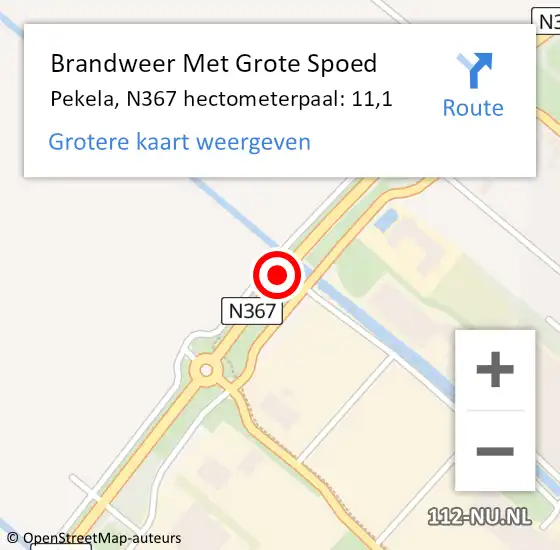 Locatie op kaart van de 112 melding: Brandweer Met Grote Spoed Naar Pekela, N367 hectometerpaal: 11,1 op 18 september 2024 23:33