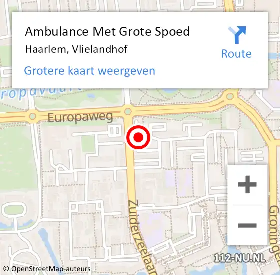 Locatie op kaart van de 112 melding: Ambulance Met Grote Spoed Naar Haarlem, Vlielandhof op 18 september 2024 23:39