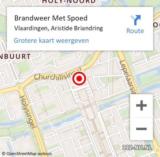 Locatie op kaart van de 112 melding: Brandweer Met Spoed Naar Vlaardingen, Aristide Briandring op 19 september 2024 00:31