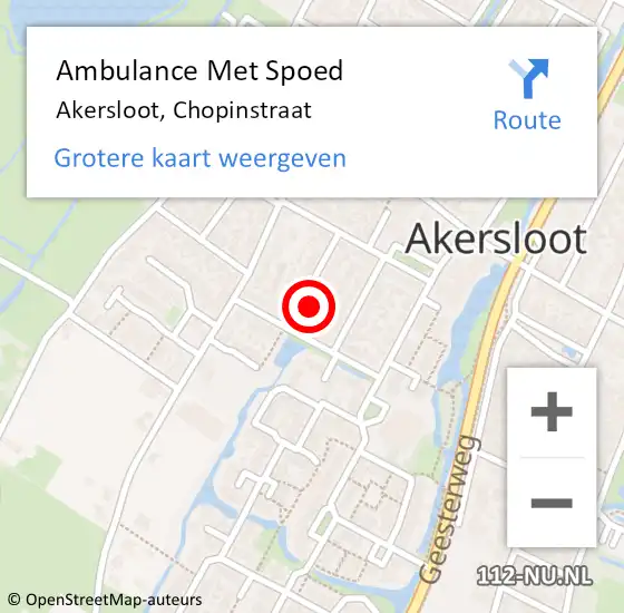 Locatie op kaart van de 112 melding: Ambulance Met Spoed Naar Akersloot, Chopinstraat op 19 september 2024 00:41