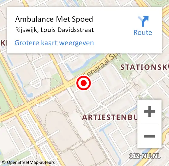 Locatie op kaart van de 112 melding: Ambulance Met Spoed Naar Rijswijk, Louis Davidsstraat op 19 september 2024 01:33