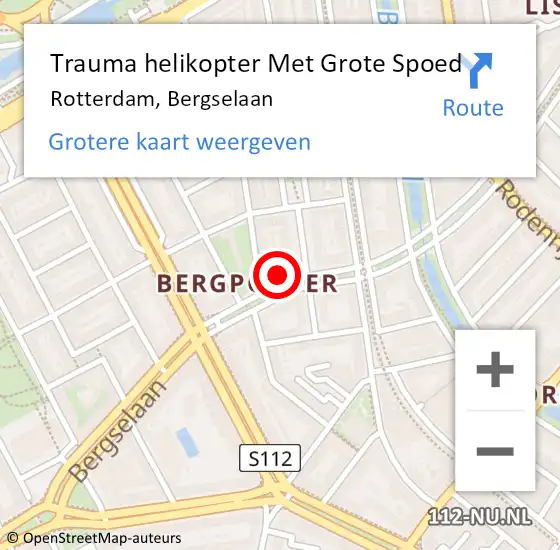 Locatie op kaart van de 112 melding: Trauma helikopter Met Grote Spoed Naar Rotterdam, Bergselaan op 19 september 2024 01:38