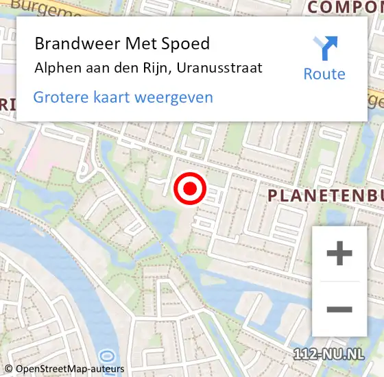 Locatie op kaart van de 112 melding: Brandweer Met Spoed Naar Alphen aan den Rijn, Uranusstraat op 19 september 2024 02:25