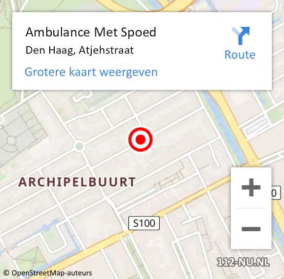 Locatie op kaart van de 112 melding: Ambulance Met Spoed Naar Den Haag, Atjehstraat op 19 september 2024 02:31