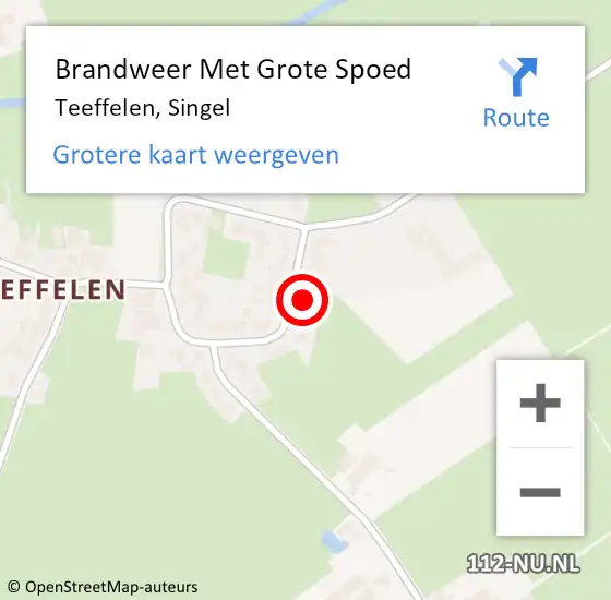 Locatie op kaart van de 112 melding: Brandweer Met Grote Spoed Naar Teeffelen, Singel op 19 september 2024 03:11